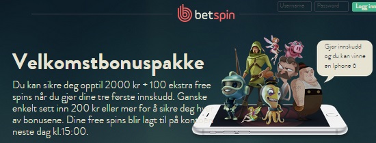 BetSpin free spins og Casino bonus norge